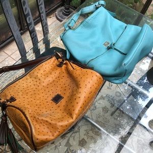 Dooney And Bourke Handbags Blue And Tan Ostrich